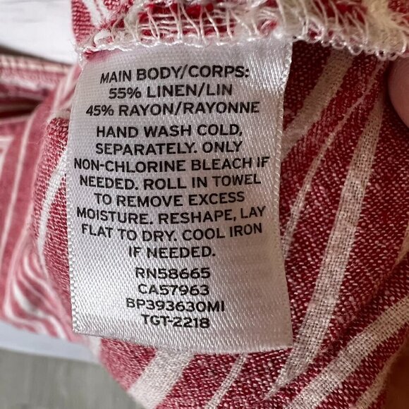 BP Top Womens Size XS Dark Pink & White Striped Linen Blend Tank Summer Flirty - Picture 11 of 12